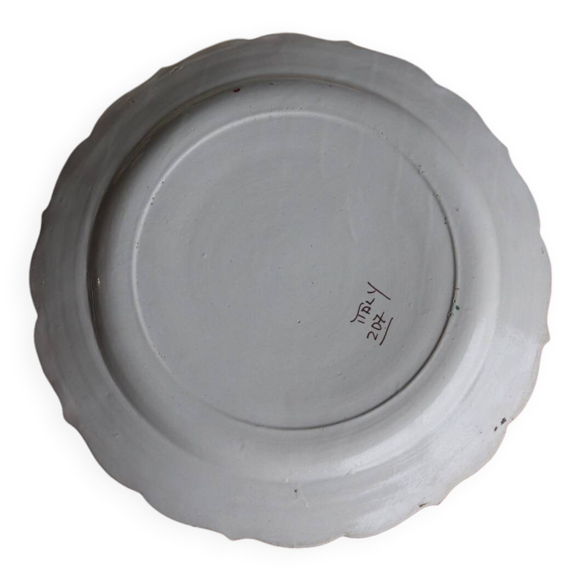 Large painted ceramic flowered dish Italy