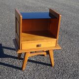 Vintage oak bedside table with splayed legs