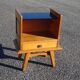 Vintage oak bedside table with splayed legs