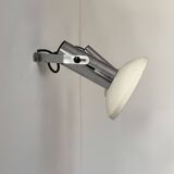 Pair of vintage adjustable wall lights, chrome and white lacquered metal, France 70