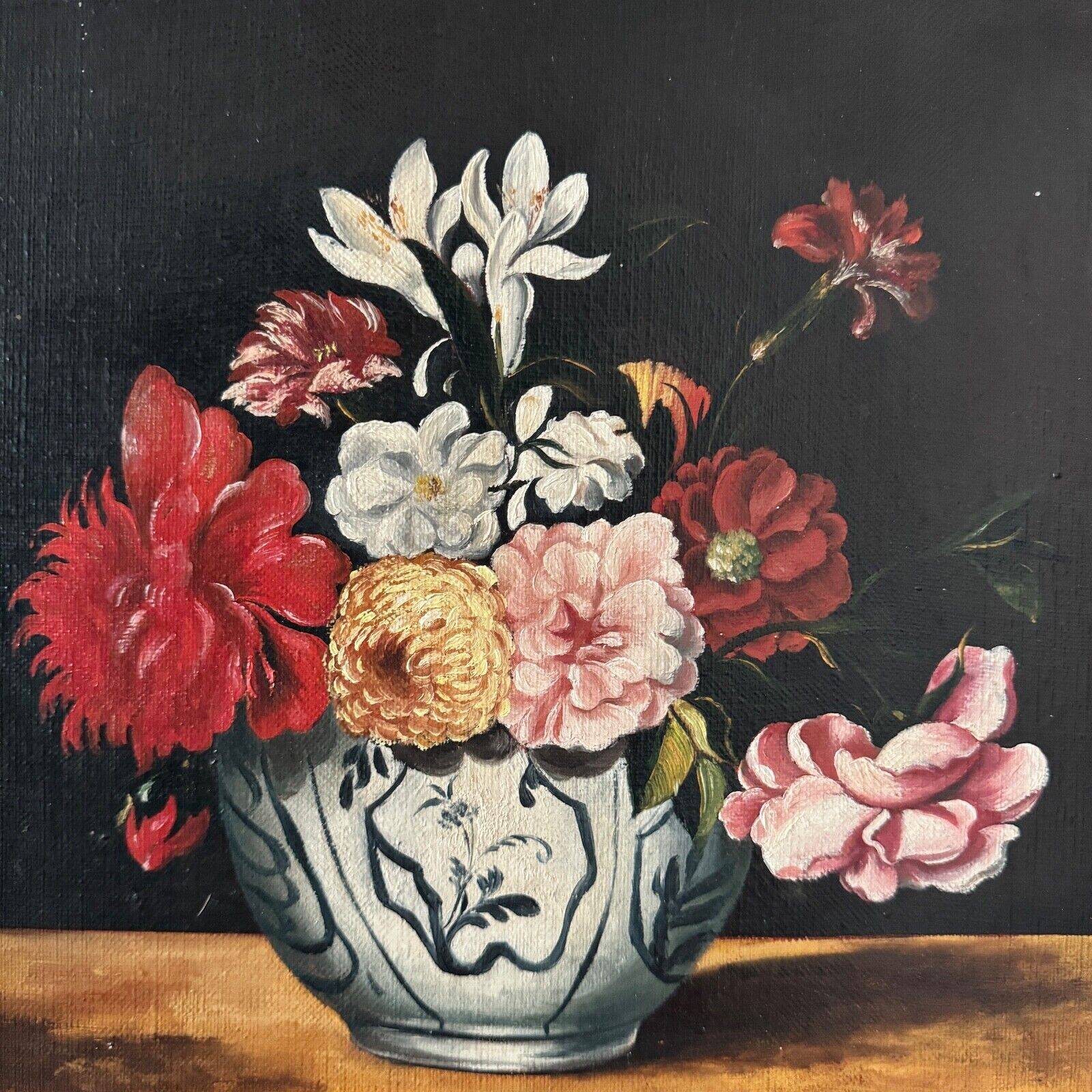 Oil on canvas still life with flowers in a vase early 20th century