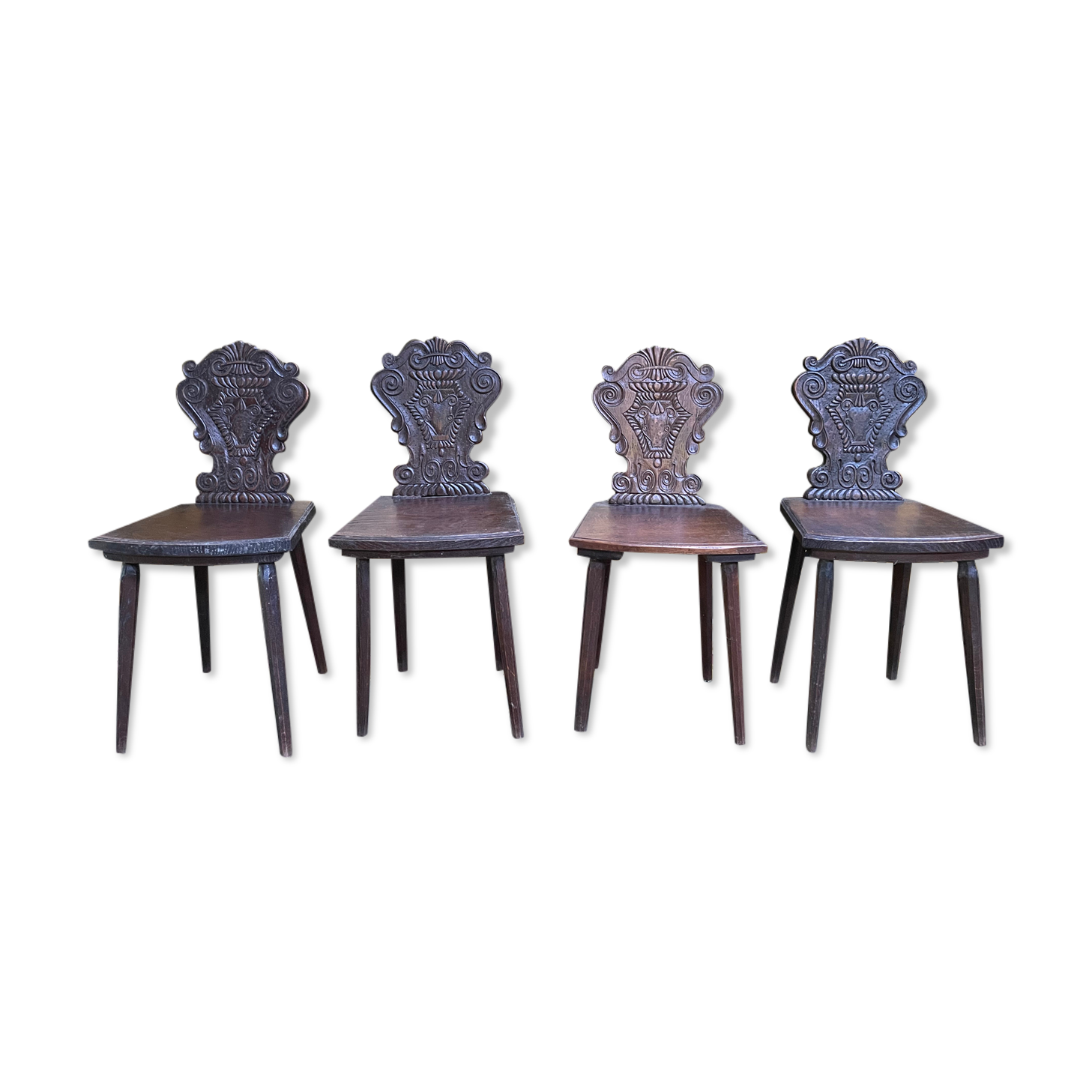 4 Alsatian chairs in solid oak