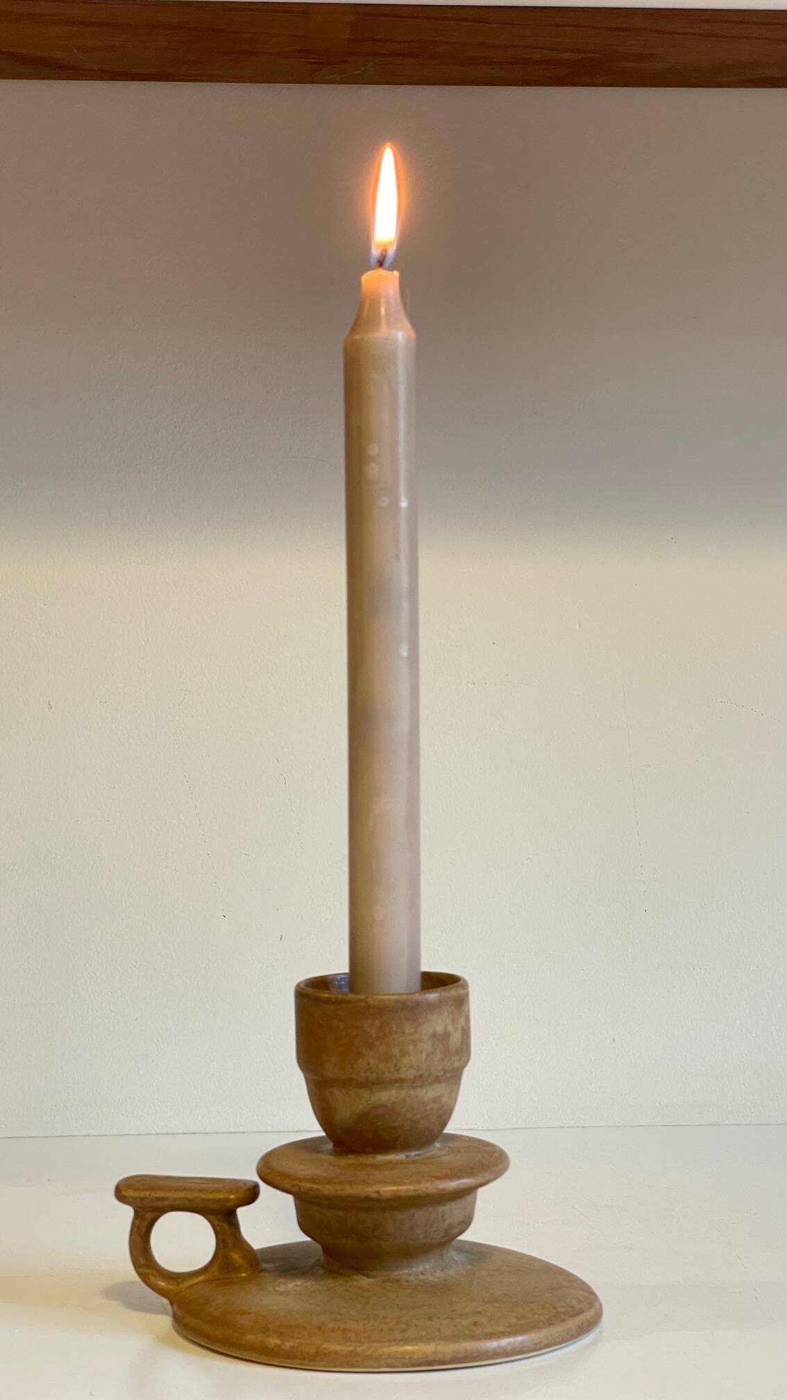 Geometric Hand CANDLE HOLDER Stoneware VINTAGE France