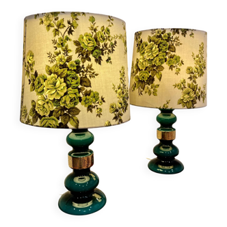Pair of glass lamps, Scandinavian design 1950.
