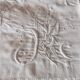 Large antique linen sheet monogrammed AH