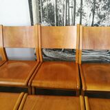 Set of 10 theater chairs wood honey