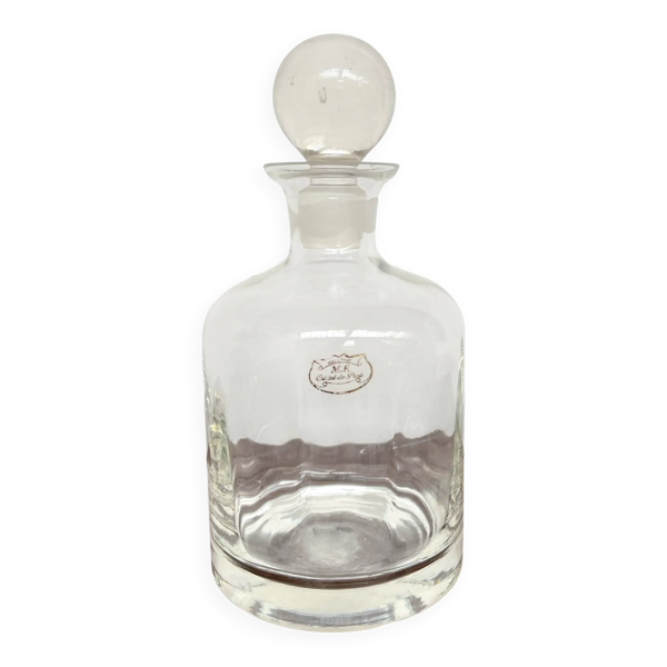 Carafe à whisky vintage en cristal de Paris avec étiquette d’origine