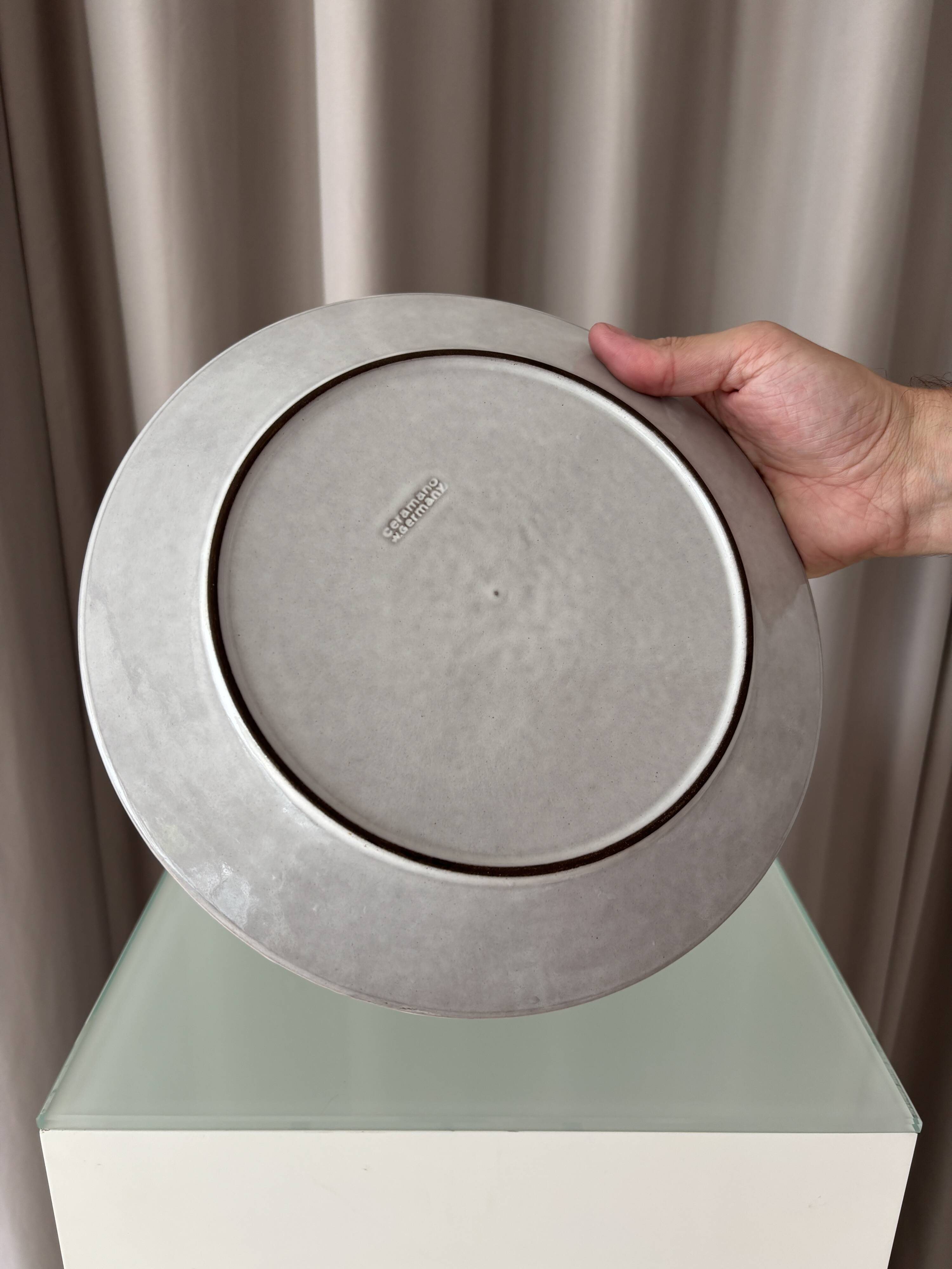 Vintage Ceramano Germany Grey Stoneware Dinner Plate | Mid-Century