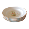 5 assiettes creuses en porcelaine de Sologne nénuphars