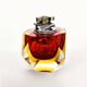 Cendrier vintage en verre de Murano facetté, jaune et rouge