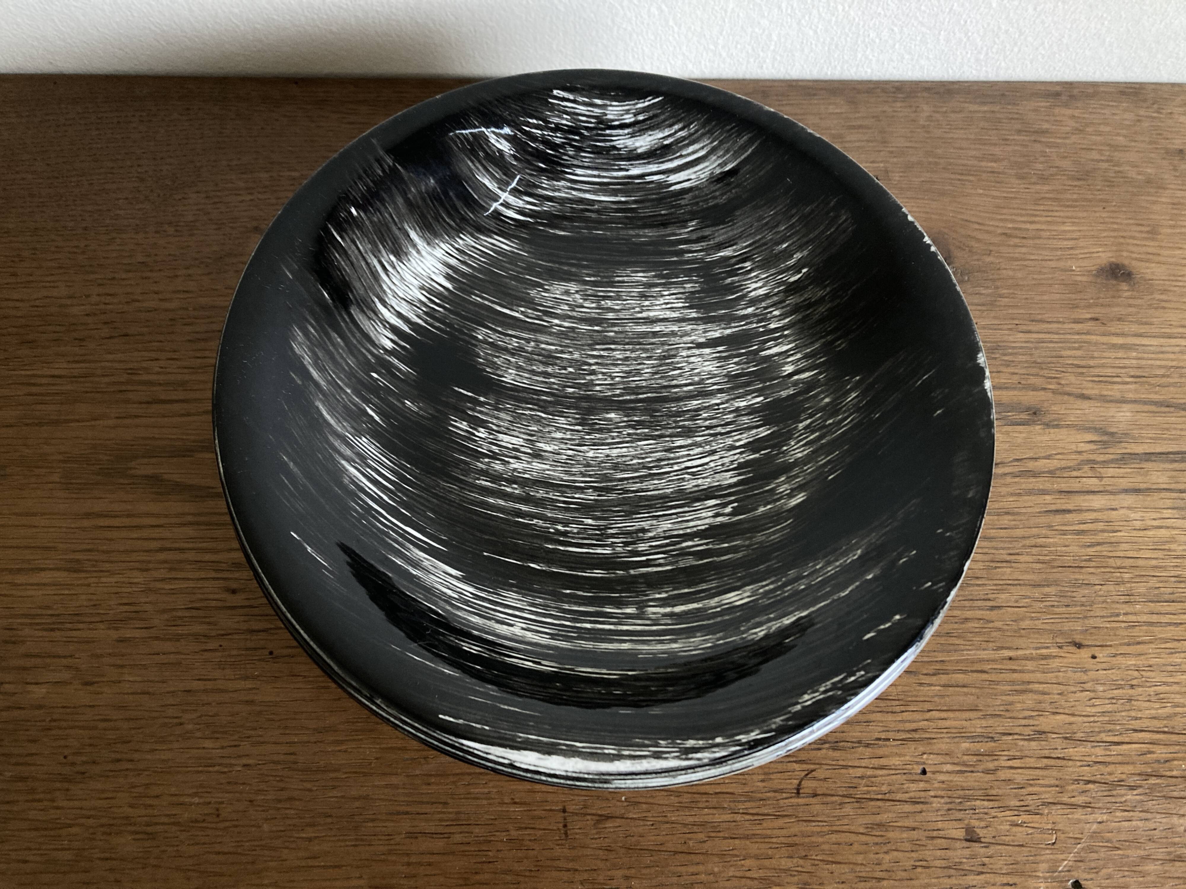 Set of 6 salins 1960s golfe juan black calotte plates