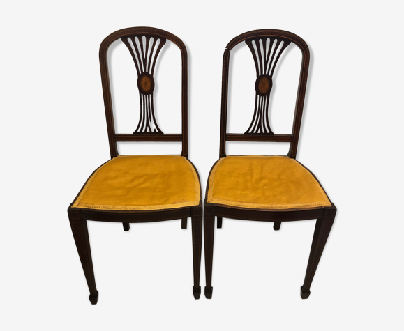 Chaises bois art déco, marquetées