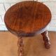 Tripod stool, pearl foot, solid wood, vintage