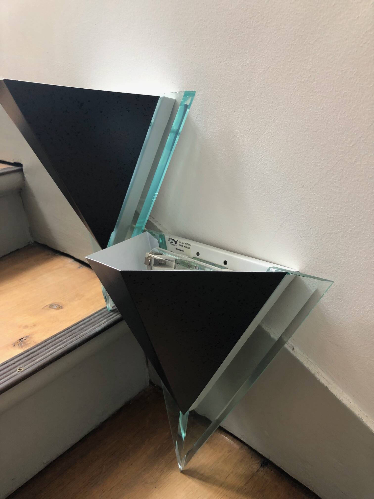 Pair of Postmodern Triangular Wall Sconces, 80s, Elite Holland