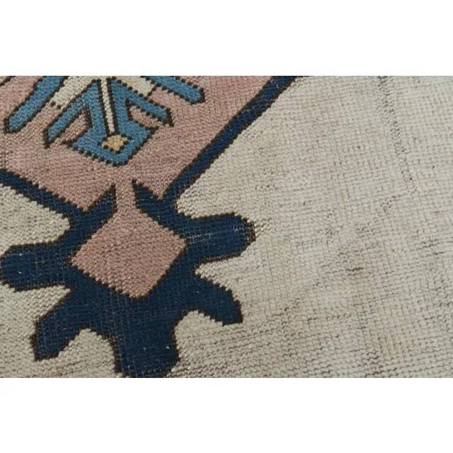 1970s Vintage Turkish Handmade Wool & Cotton Beige Area Rug 158x246