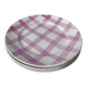 4 dinner plates, pink tablecloth, Moulin des Loups