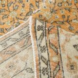 Grand tapis persan vintage orange et ivoire, motifs floraux raffinés