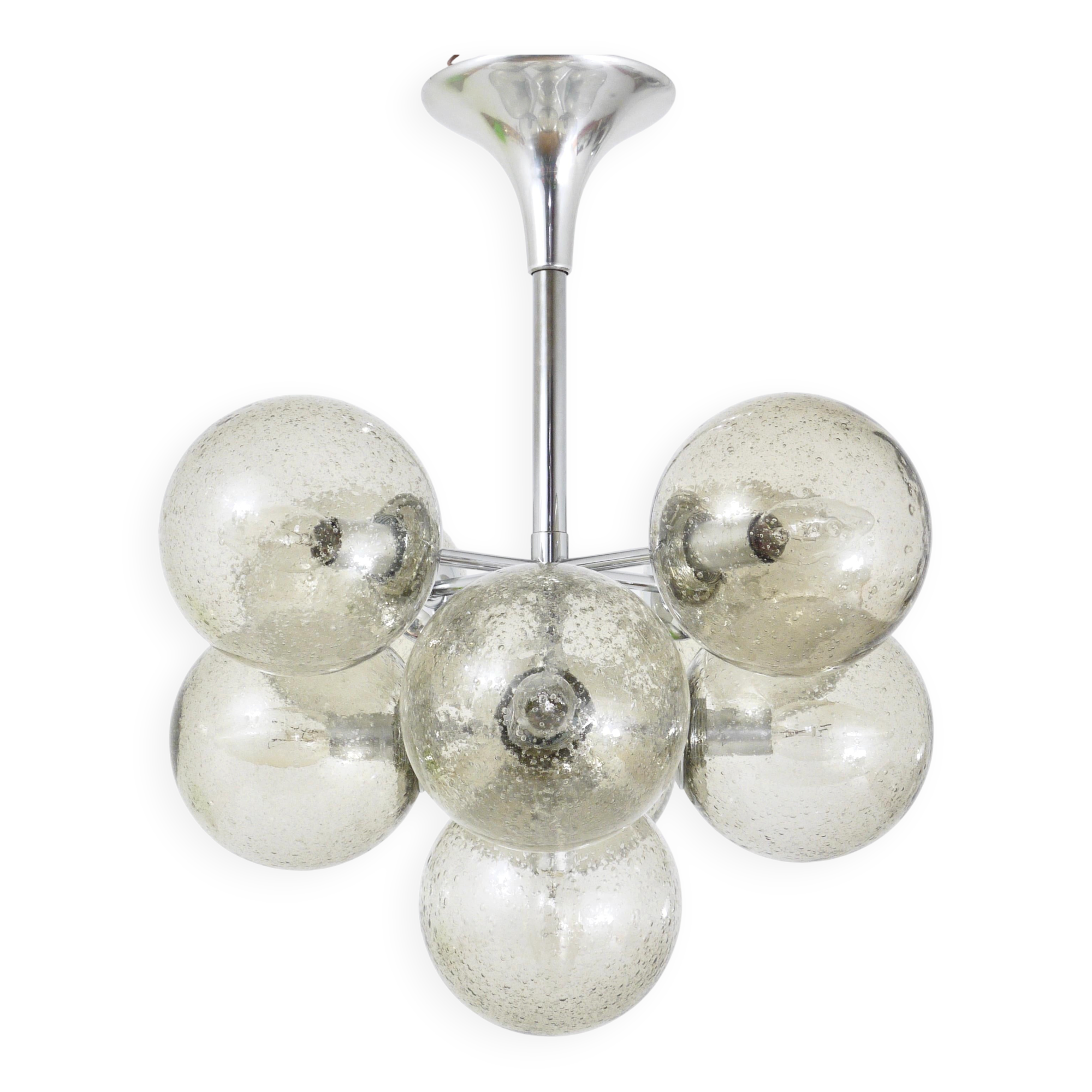 E. R. Nele Temde lustrous atomic chrome Sputnik Space Age pendant lamp tulip