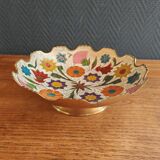 Vintage Enamelled Brass Fruit Bowl – Floral Centrepiece with Edge Fe