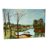 Paysage naif signe du xxeme siècle