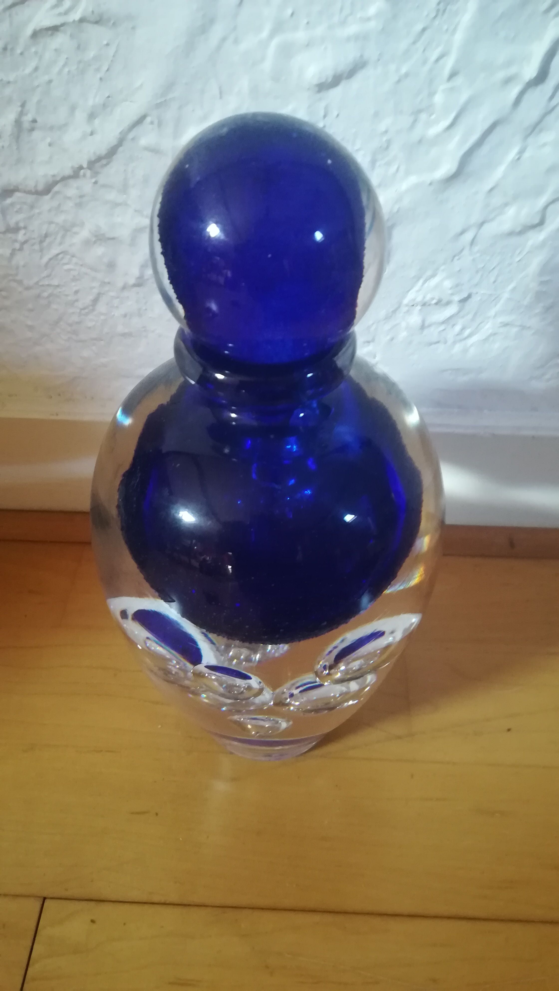 Glass flask blown by Jean Claude Novaro, unique piece.