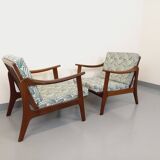 Pair of vintage Scandinavian Arne Wahl Iversen armchairs for Komfort teak