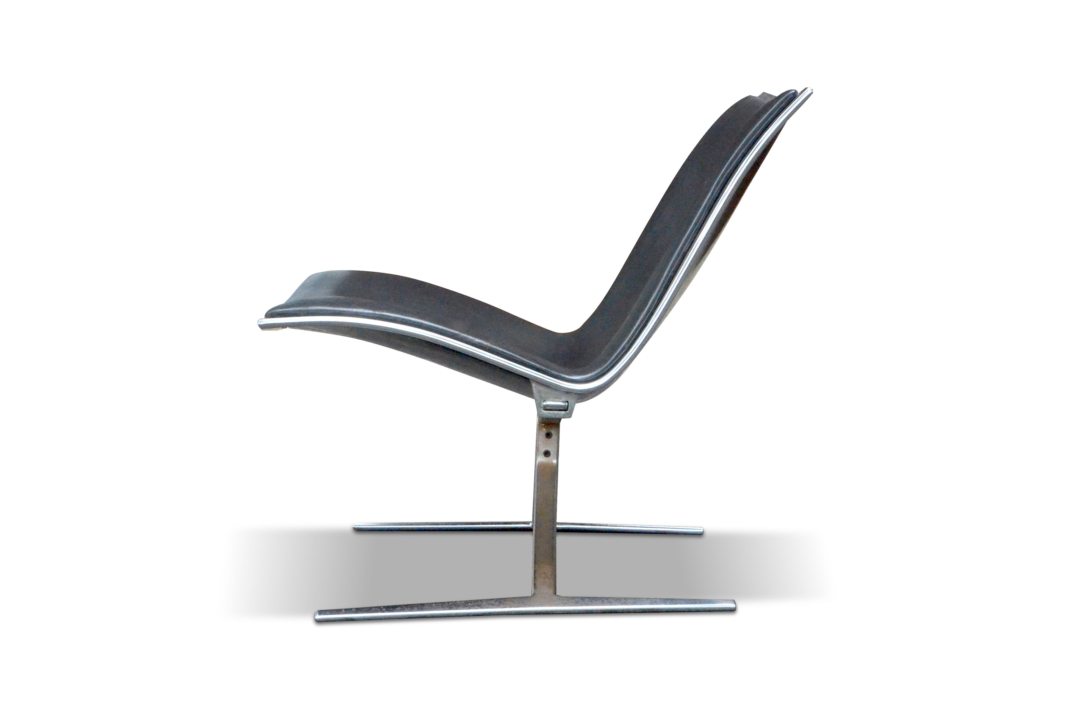 Armchair "Skater" by Jorgen Kastholm for KILL black leather 1st edition