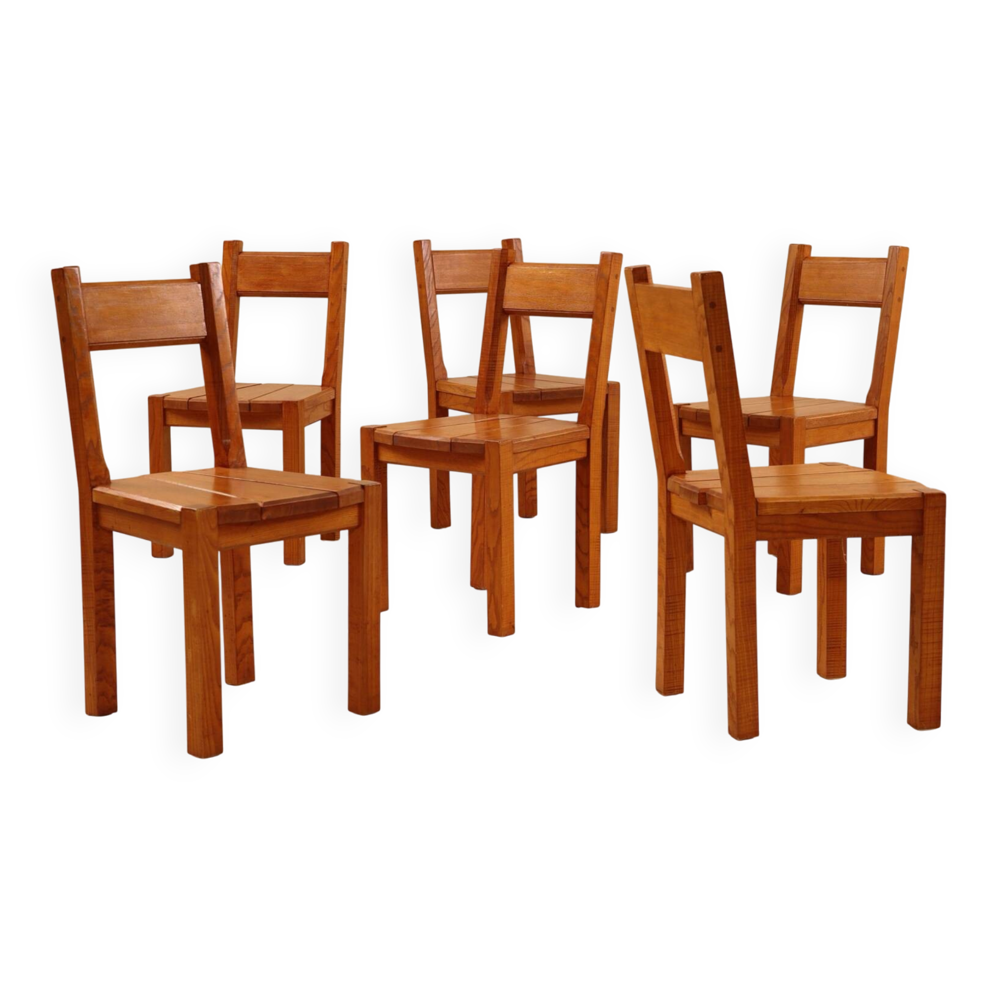 Solid elm chairs, 1980s