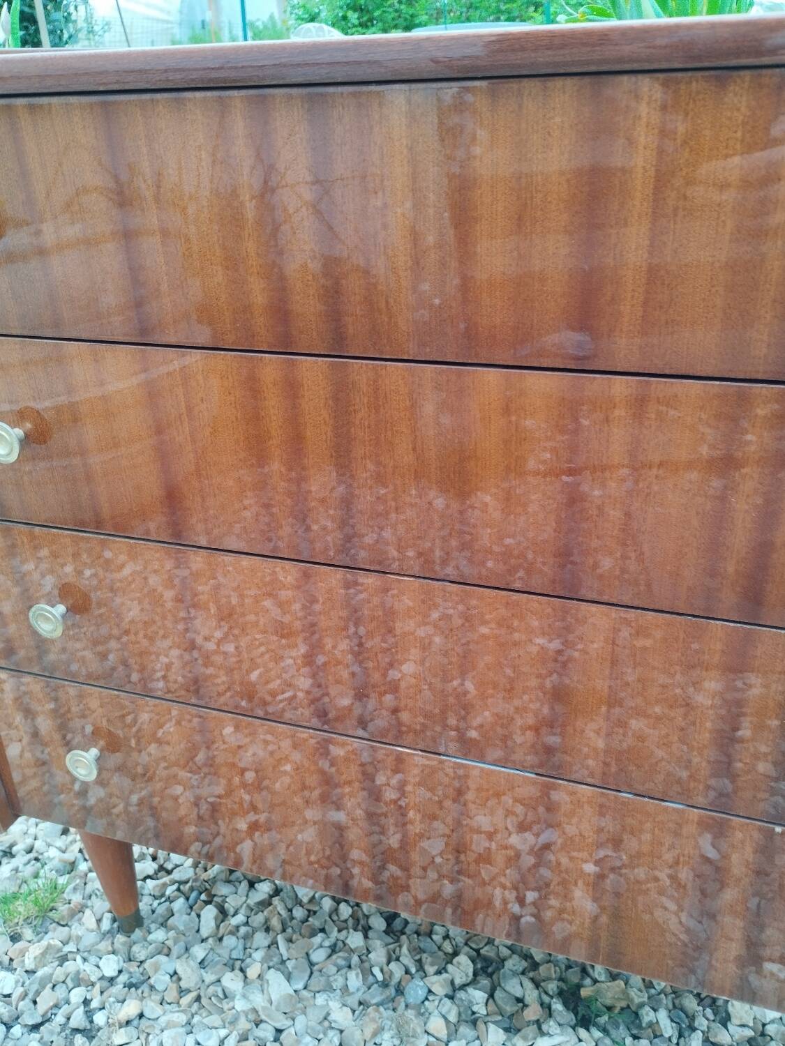 Old vintage chest of drawers with compass foot