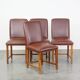 Set of 4 English style dining chairs in cognac-colored leather