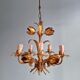 Lustre italien en métal doré, 5 points lumineux, 1970