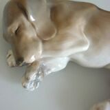 Sleeping dog sculpture, setter, pointer, Royal Copenhagen porcelain