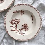 2 “Oeillet” ironstone earthenware soup plates KG Lunéville