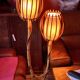 Bamboo and rattan floor lamp 2 lights from the 70s