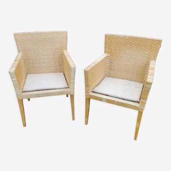 Set of two wicker armchairs