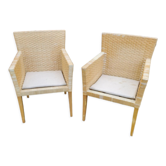 Set of two wicker armchairs