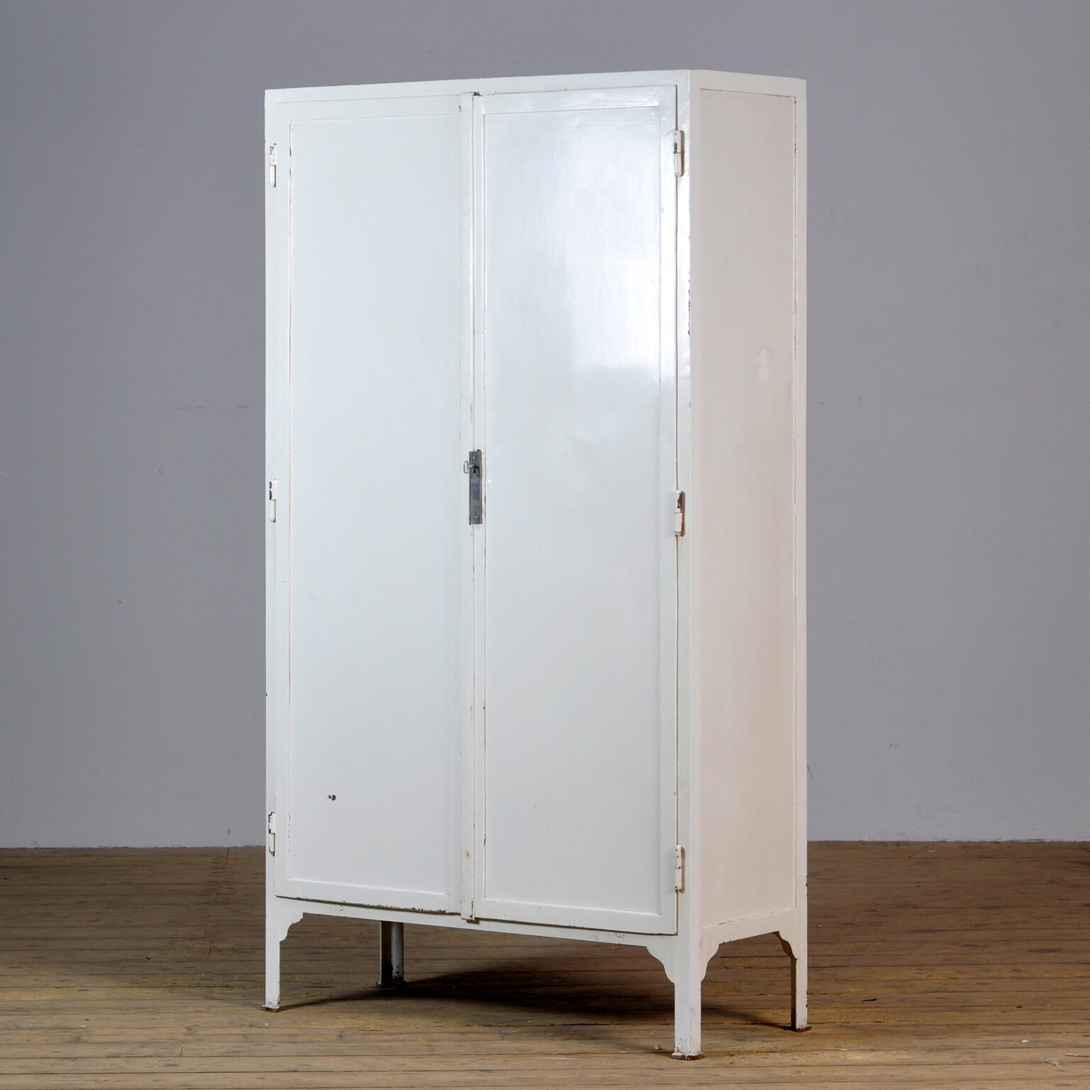 Vintage iron medical cabinet, 1940s