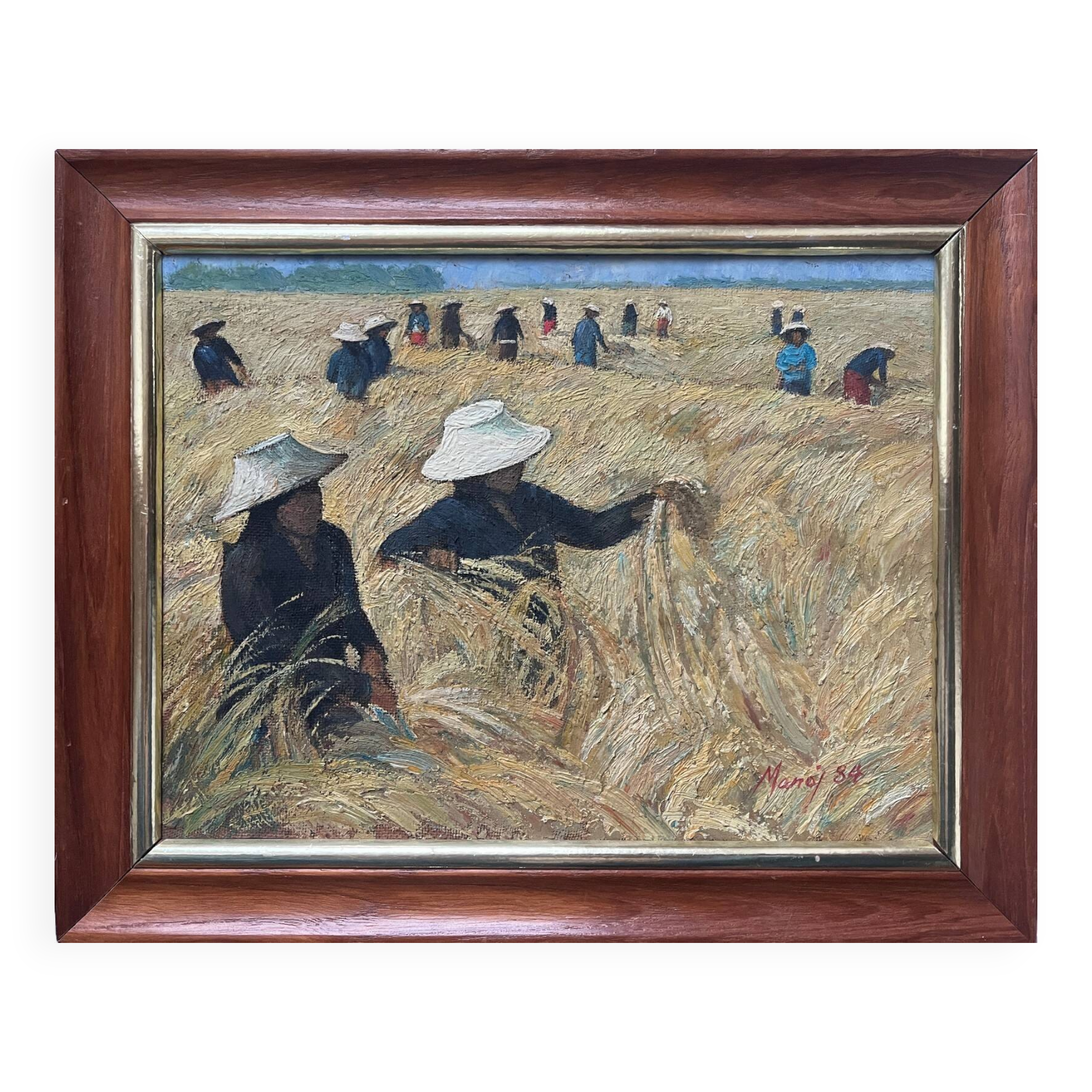 Tableau HSP "Harvest Landscape of Vietnam" signed ManoJ 1984