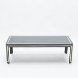 Table basse Art deco bois noir peint et laiton vers 1940