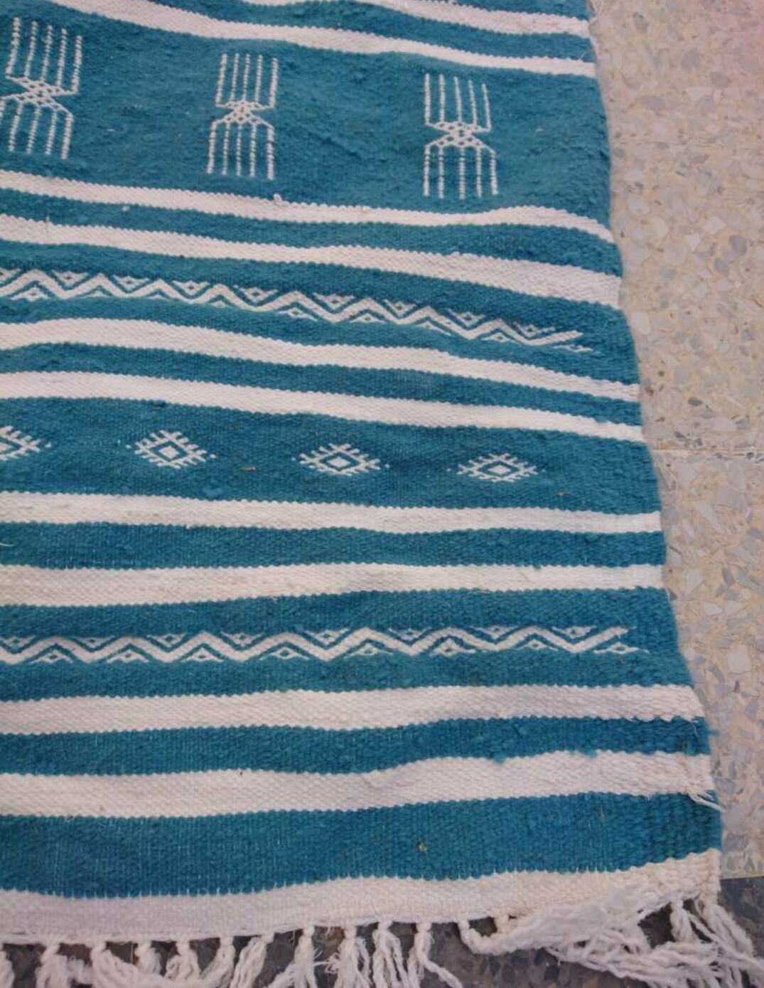 Carpet blue berber kilim made by hand 200x115cm
