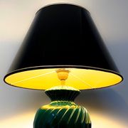 Green lacquered porcelain table lamp, Italy 70s