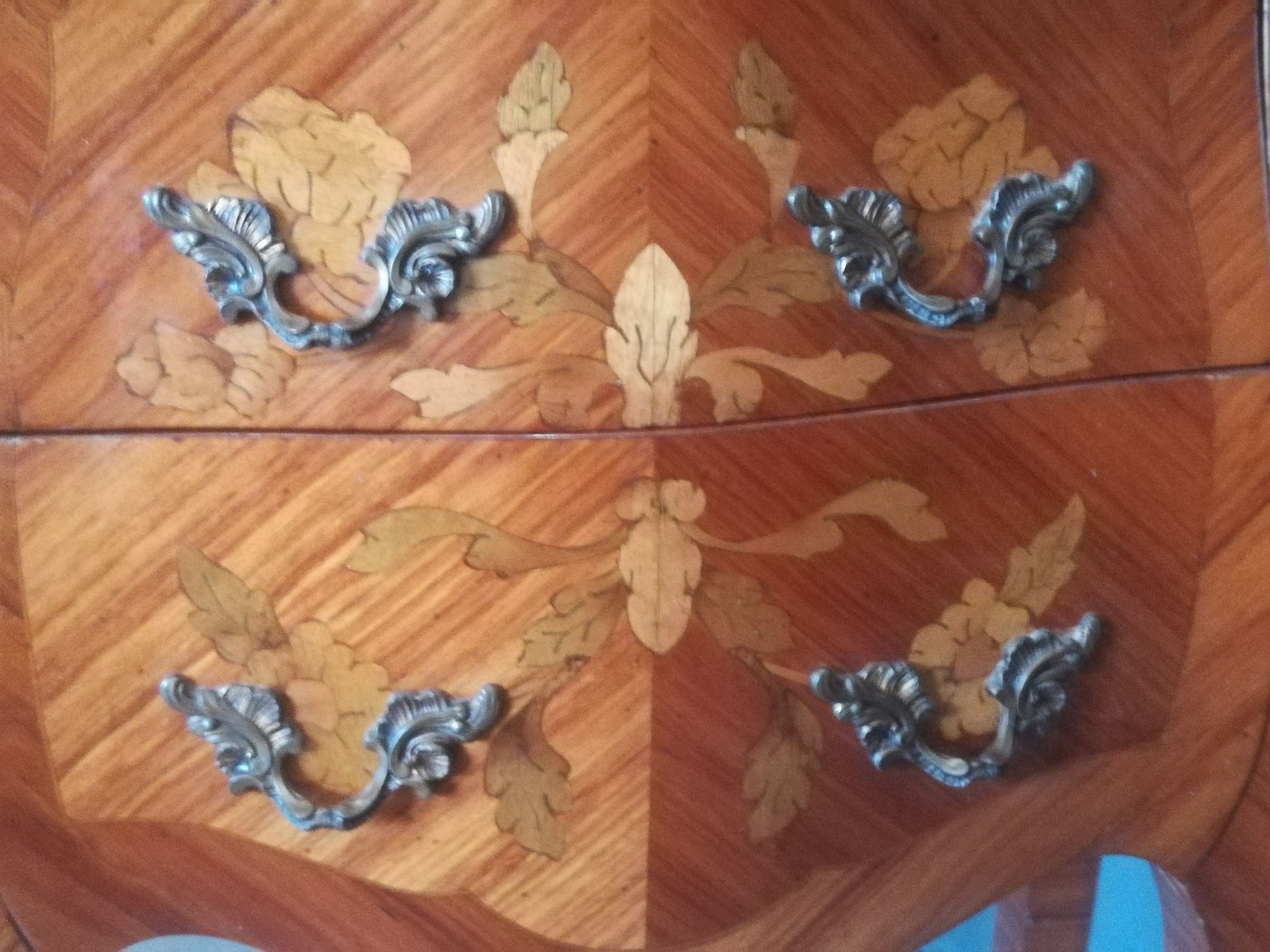 Pair of Louis XV style bedside tables in marquetry