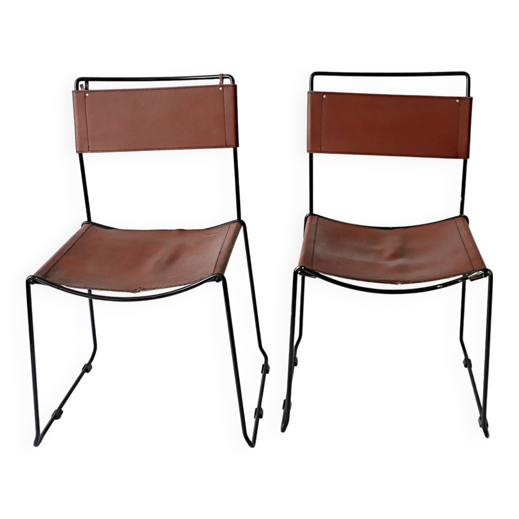 Stacking Chairs by Giandomenico Belotti for Alias, 1980s in leather