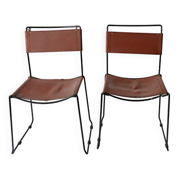 Stacking Chairs by Giandomenico Belotti for Alias, 1980s in leather