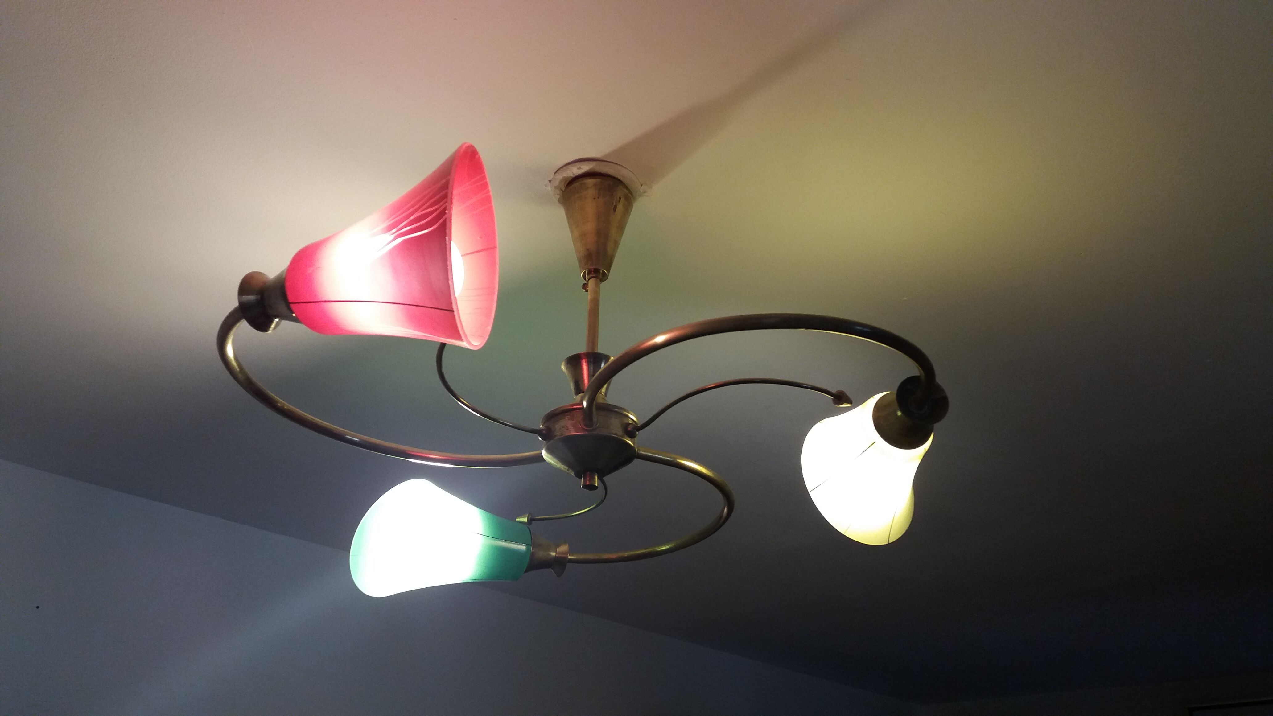 Lustre verre et laiton vintage