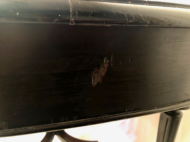 Napoleon III desk, blackened wood and ebony veneer top