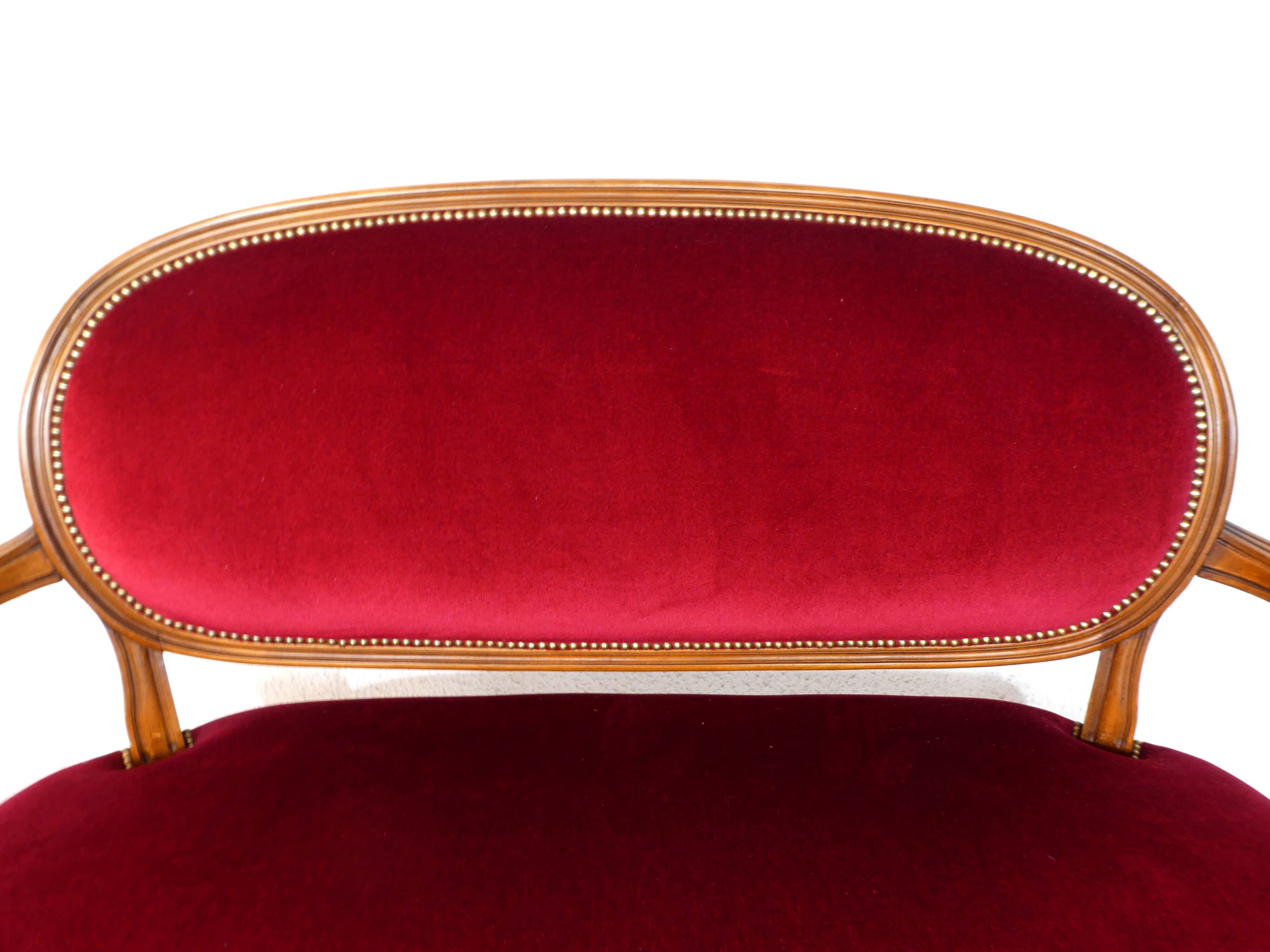 Louis XVI style bench in natural wood