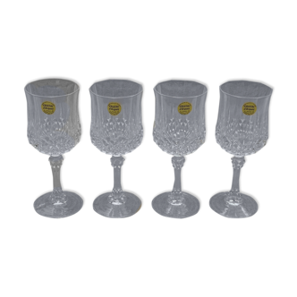 Cristal d'Arques 4 glasses on foot with water Longchamp