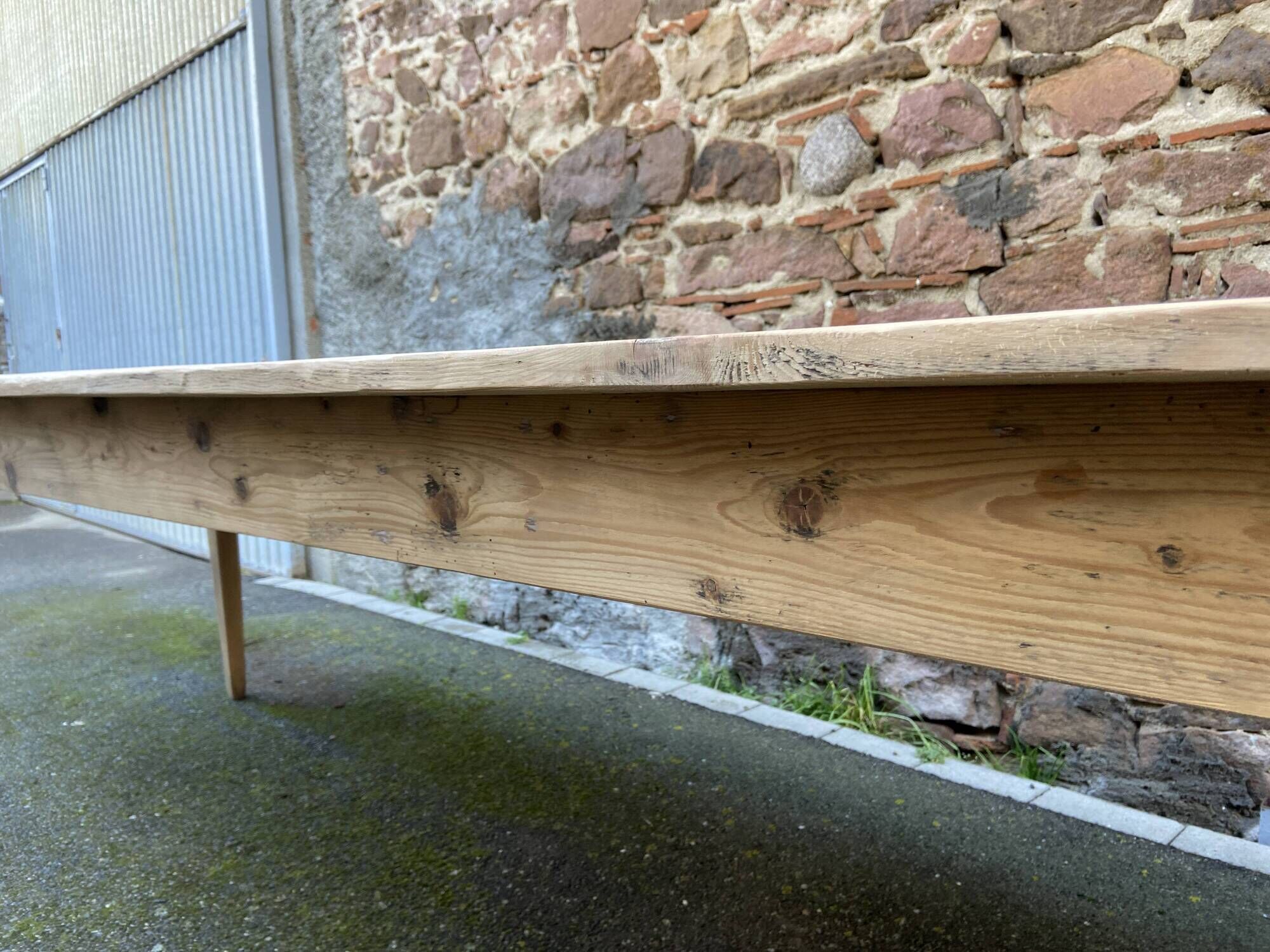 Incredible 400 cm farm table in fir 1900 brasserie natural raw wood