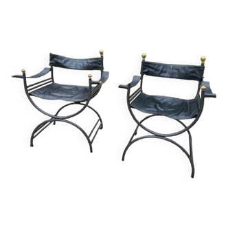 Pair of curule armchairs